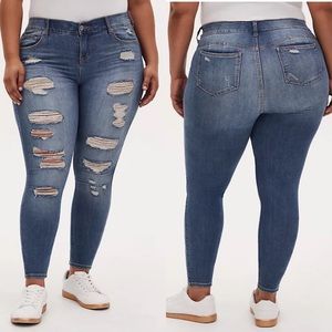 torrid Ripped Medium Blue High-Rise Skinny Jeans